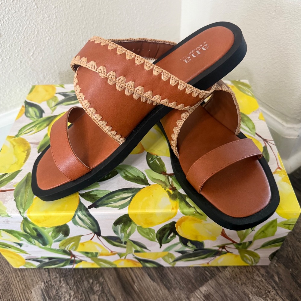 ana A New Approach Womens Brown  Summer Light weight Slingback Sandals  9.5